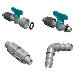 Kopplingar och ventil f&ouml;r droppslang