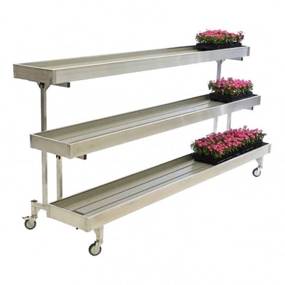 Butiksbord med ebb och flod platta samt hjul Modell A 2055x850x1500 mm Visningsex.
