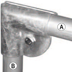 Rörklämma vinkel A1½" x B1½", med bult M10x20 pris/16st/paket